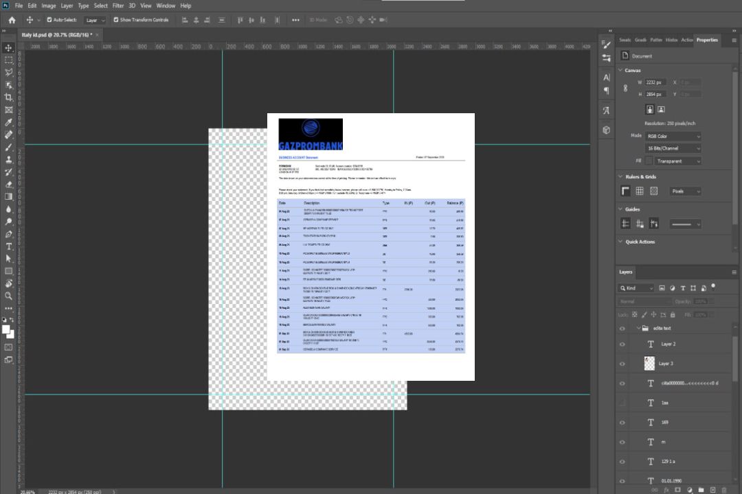 Modèle Word et PDF de relevé de compte de Gazprombank template Modèle Word et PDF de relevé de compte de Gazprombank template